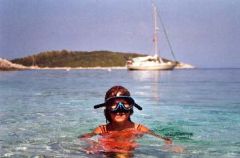 Marion avec son masque de plongée